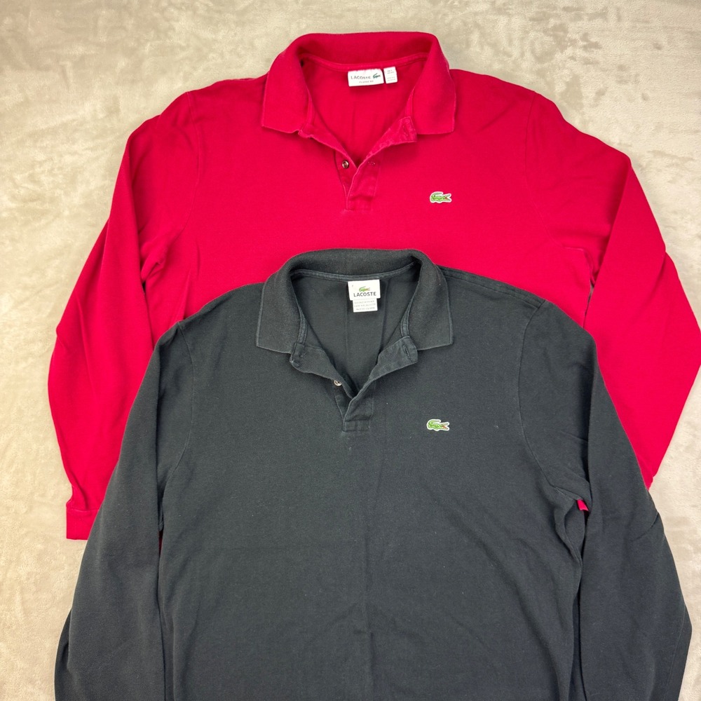 Lacoste Men's Size XXL Vintage Long Sleeve Polo Shirt Lot Polo Prep‎ College